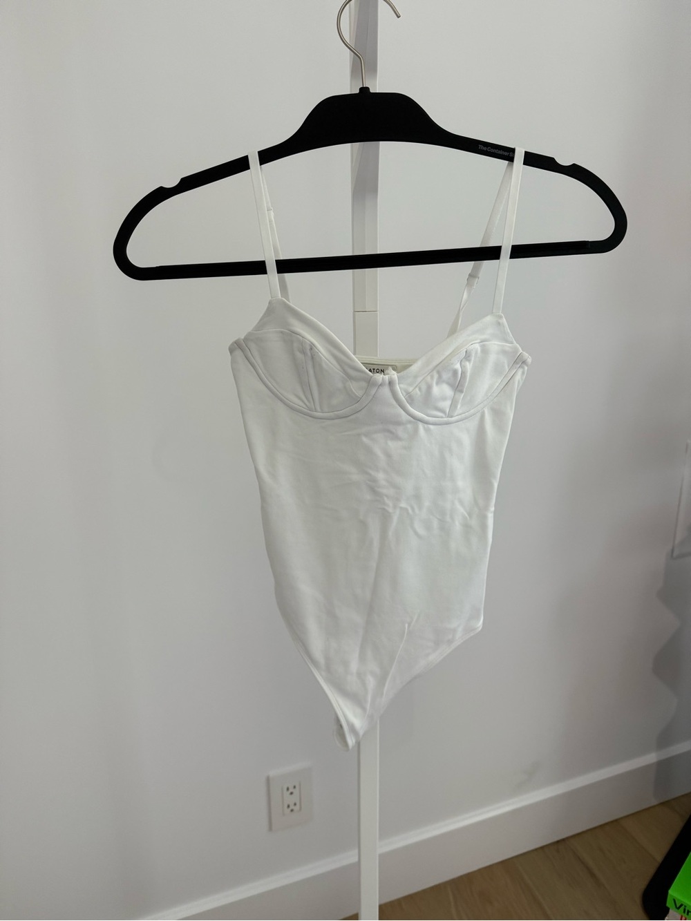 Babaton White Bustier Bodysuit with Adjustable Straps